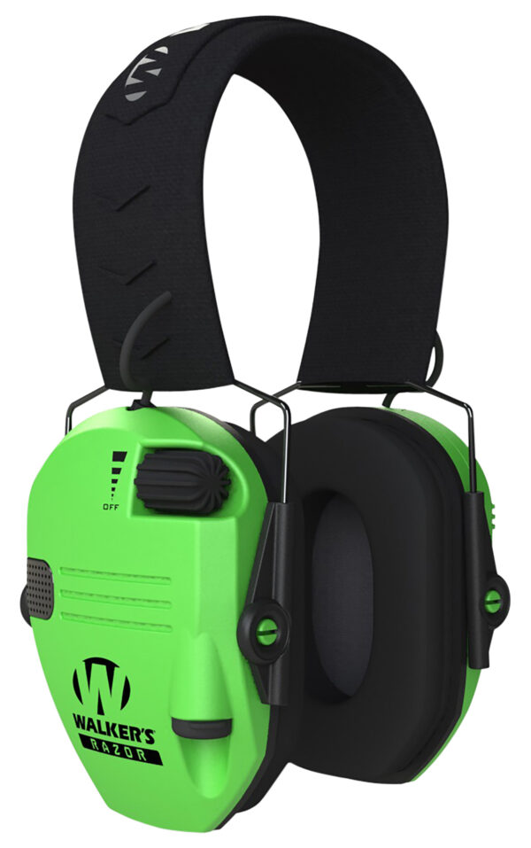 145474 Walkers Razor Slim Electronic Muff, Hi-Viz Green/Black