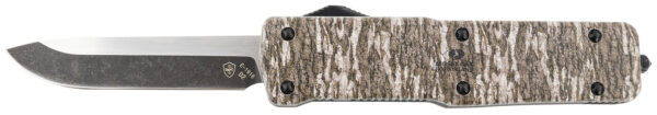 145759 Templar Knife LZMOB321 Premium Weighted Large 3.55″ OTF Drop Point Plain Black Oxide Stonewashed D2 Steel Blade, 5.25″ Mossy Oak Bottomland Aluminum Zinc Alloy Handle