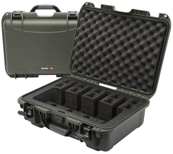 Nanuk 925 4UP Olive Pistol Case, Closed-Cell Foam, 17″ x 11.8″ x 6.4″