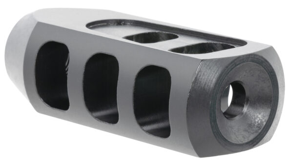 146748 TacFire Tanker Muzzle Brake Black Oxide Steel with 1/2″-28 tpi Threads 2.76″ OAL 1.37″ Diameter for 5.56x45mm NATO