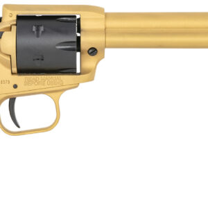 Heritage Mfg RR22S6 Rough Rider  22 LR 6 6.50″, Gold Cerakote Barrel, Black Satin Cylinder, Gold Cerakote Steel Frame, Black Polymer Grips Features Black Accents