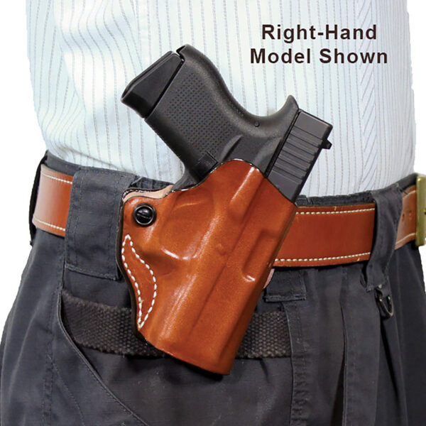 149546 DeSantis Mini Scabbard OWB Tan Leather Holster — Springfield Prodigy 4.25in