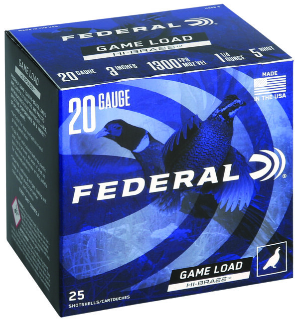 149814 Federal H2585 Game-Shok High-Brass 20 Gauge 3″ #5, 25rd Box