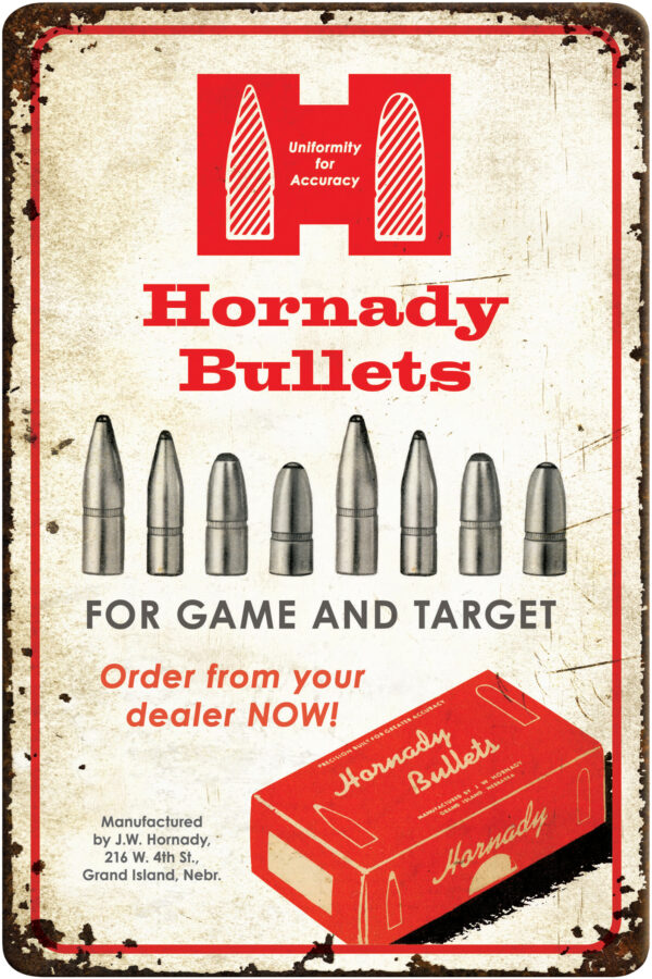 150007 Hornady 99145 Bullets Tin Sign 12 x 18 in