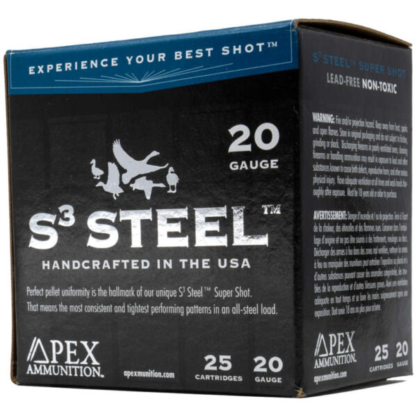 1501304_1 Apex Waterfowl S3 Steel Shotgun Ammo 20 ga. 3 in. 1oz #4 25 rd
