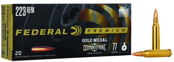 150592 Federal Gold Medal CenterStrike .223 Rem 77gr OTM — 20rd Box