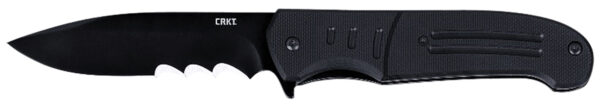 150985 CRKT 6885 Ignitor 3.48″ Folding Drop Point Part Serrated Black Oxide 8Cr13MoV SS Blade/Black G10 Handle Includes Pocket Clip
