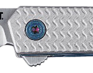 CRKT 7081 CEO Microflipper Micro 2.36″ Flipper Drop Point Plain Satin 12C27 Sandvik Blade, Silver Textured w/Blue Liner & Accents Aluminum Handle, Includes Pocket Clip
