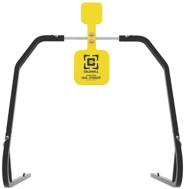 151538 Caldwell 1196226 Daul Spinner Yellow AR500 Steel 3/8″ Thick Standing Target Includes 5″ & 8″ Plates