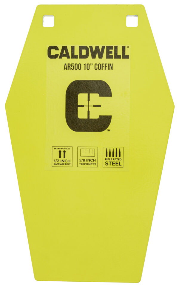 Caldwell AR500 10-inch Coffin Steel Target, Yellow