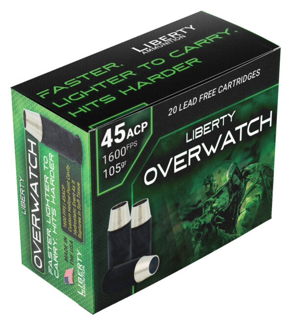 152010 Liberty Ammunition LAOW451051600 OverWatch 45ACP 105gr Open Cavity Design 20 Per Box/50 Case