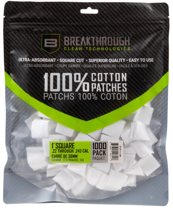152475 Breakthrough Clean 1″ Square Cotton Patches 1000-Pack