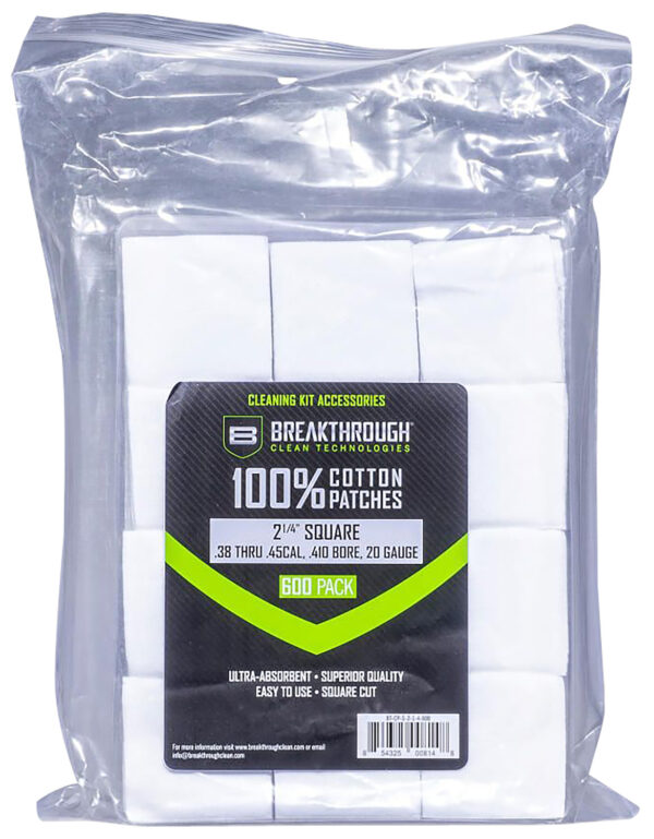 Breakthrough Cotton Patches 2.25″ Square 600 Pack (.38-.45/.410-20ga)