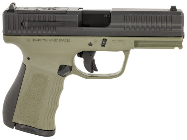153237 FMK FMKG49OD G3 9mm Luger 14+1 4″ Stainless Steel Barrel, Black Optic Cut/Serrated Carbon Steel Slide, OD Green Polymer Frame w/Picatinny Rail, Black Backstrap Grip