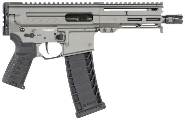 153763 CMMG 94A6867TNG Dissent MK4 9mm Luger 33+1 6.50″, Tungsten Gray Rec, Picatinny Brace Adapter, 5.50″ M-LOK Handguard, Left Side Charging Handle, Zeroed Linear Comp, Zeroed Drop-In Single Stage Trigger