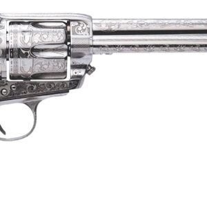 Cimarron PP415LNTRII Teddy Roosevelt Frontier 45 Colt (LC) 6 Shot 7.50″ Nickel-Plated Engraved Barrel, Cylinder & Frame, White w/Laser Engraved “T.R.” Grip