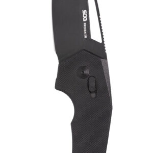 S.O.G SOG12250157 Prohen XR 3.35″ Folding Drop Point Plain Black TiNi Cryo D2 Steel Blade, Black Textured G10 Handle