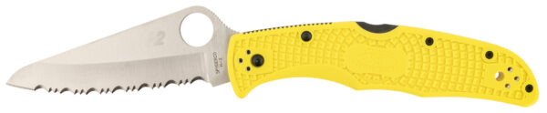 Spyderco Pacific Salt 2 3.78in Serrated Yellow Handle