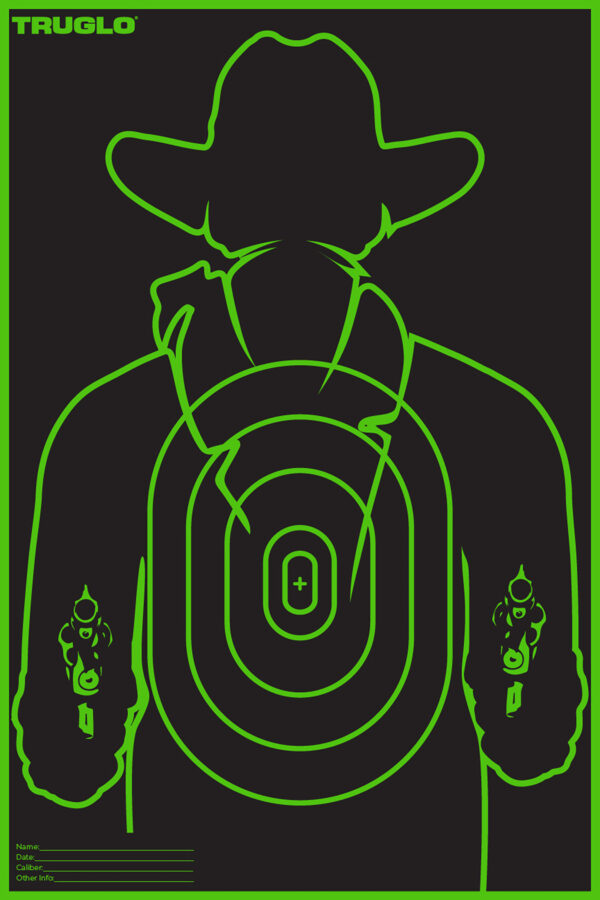 TG_GunSlingerTarget_blkBKG_TV01 Truglo TRU-SEE Gunslinger Target 12×18 – 12 Pack