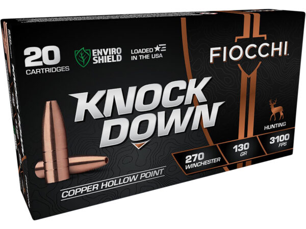 157253 Fiocchi 270 Win 130gr Knock Down Copper HP 20rd