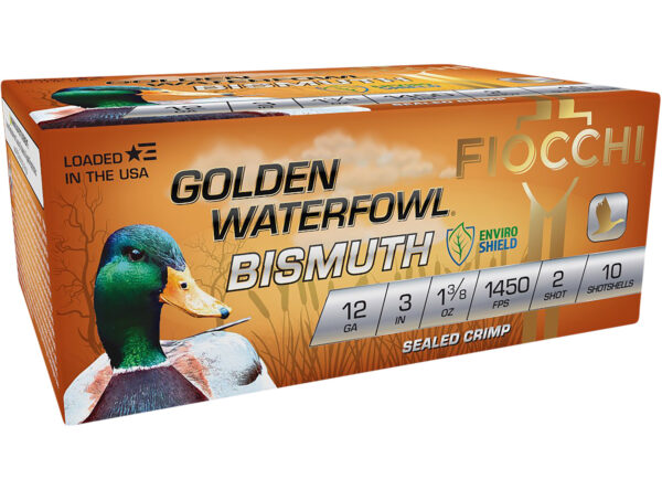 157273 Fiocchi Golden Waterfowl Bismuth 12ga 3″ 1-3/8oz #2