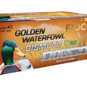 Fiocchi 123GB6 Golden Waterfowl Bismuth 12Gauge 3″ 1 3/8oz 6Shot 10 Per Box/10 Case