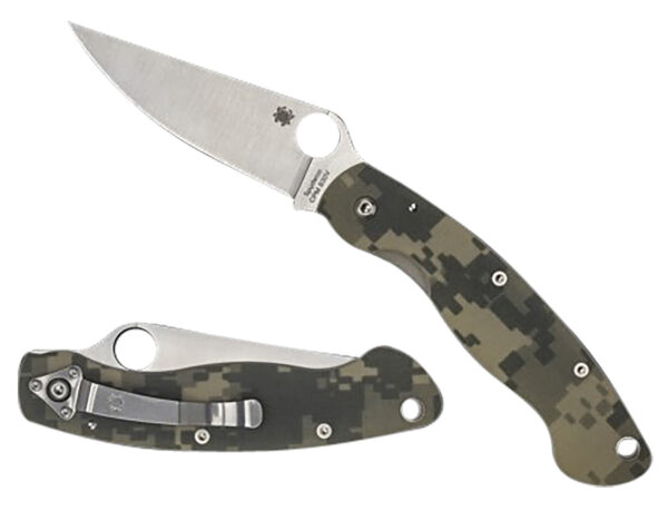 158049 Spyderco C36GPCMO Military 4″ Folding Clip Point Plain Stonewashed CPM S30V SS Blade/ Digital Camo G10 Handle Includes Pocket Clip
