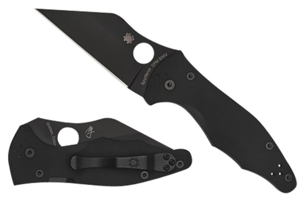 158058 Spyderco C85GPBBK2 Yojimbo 2 3.20″ Folding Wharncliffe Plain Black DLC CPM S30V SS Blade/Black Textured G10 Handle Includes Pocket Clip