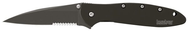 15818 Kershaw Leek 1660CKTST — 3″ Black DLC Part Serrated Knife