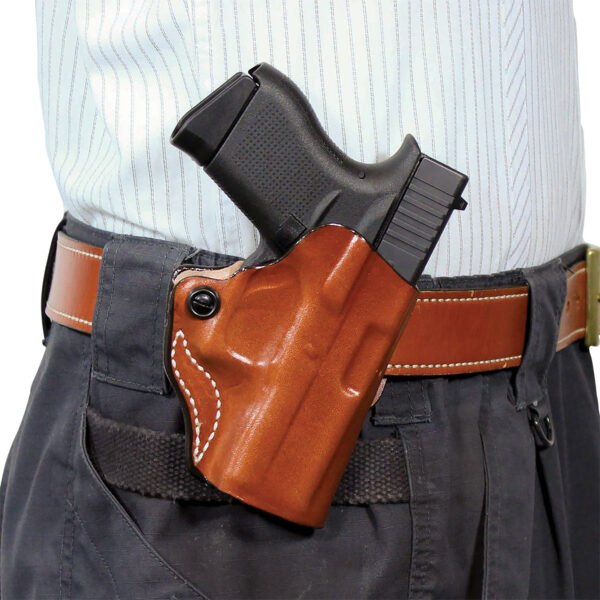DeSantis Mini Scabbard Holster, RH Tan Leather – Fits Glock 19