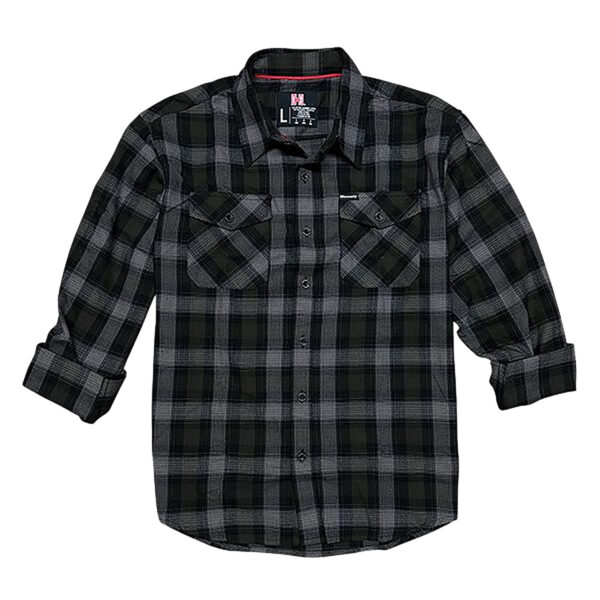 159688 HORIZON DESIGN Hornady Gear Flannel Shirt, Large, Olive/Black/Gray