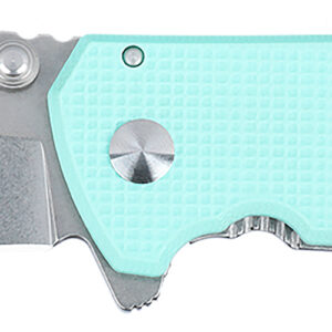 CRKT 2485B SQUID  Compact 1.75″ Folding Drop Point Plain Stonewashed D2 Steel Blade, Blue G10/SS Handle