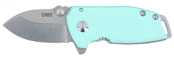 162113 CRKT 2485B SQUID Compact 1.75″ Folding Drop Point Plain Stonewashed D2 Steel Blade, Blue G10/SS Handle