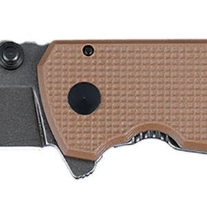CRKT 2495B SQUID XM 2.95″ Folding Drop Point Plain Stonewashed D2 Steel Blade, Brown Textured G10/SS Handle