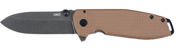 162115 CRKT 2495B SQUID XM 2.95″ Folding Drop Point Plain Stonewashed D2 Steel Blade, Brown Textured G10/SS Handle