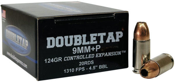 162188 DoubleTap 9mm +P 124gr JHP Controlled Expansion 20rd Box