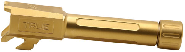 True Precision Inc TPSHCBXTG Springfield  9mm Luger 3.10″ Threaded Gold TiN Stainless Steel, Fits Springfield Hellcat