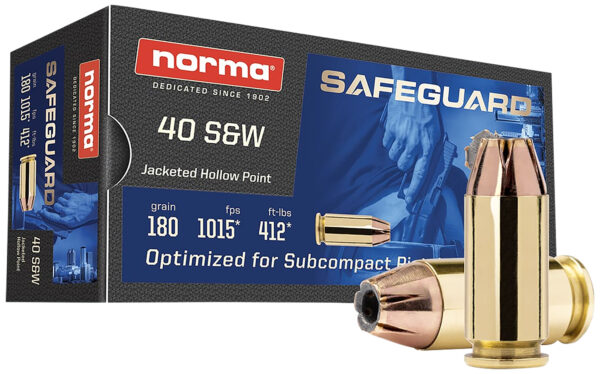 164637 Norma Safeguard 40 S&W 180 gr JHP – 50 rd Box