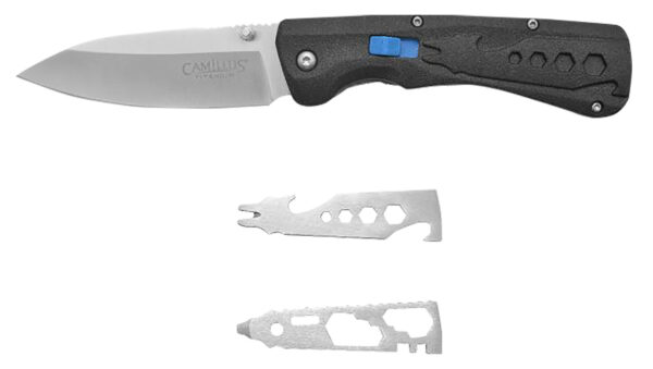 164755 Camillus 19368 Inject 3.25″ Folding Drop Point Silver Carbonitride Titanium D2 Steel Blade, Black Textured Carbon Fiber Handle