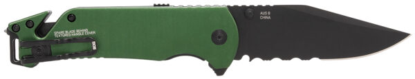 164801 S.O.G SOG11520157 Escape ATK 2.0 EDC 3.40″ Folding Clip Point Part Serrated Black Hardcased AUS-8A SS Blade, 4.60″ Green/Black Aluminum Handle, Presentation Box