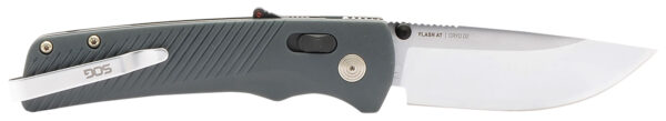 S.O.G SOG11181141 Flash AT EDC 3.45″ Folding Plain Satin Cryo D2 Steel Blade, Urban Grey GRN Handle, Peg Box Pkg