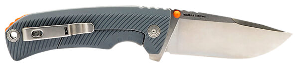 164815 S.O.G SOG14060243 Tellus FLK 3.65″ Folding Clip Point Plain Stonewashed Cryo 440C SS Blade, Wolf Gray Textured GRN Handle, Blister Pack