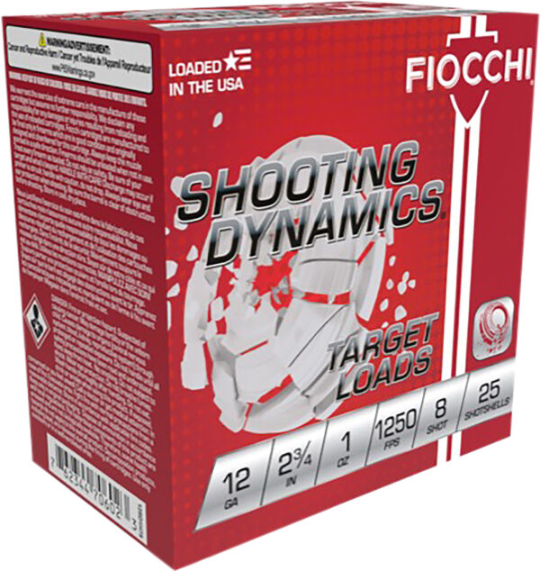 164993 Fiocchi Shooting Dynamics 12ga 2.75in 1oz #8 Shot 25rd