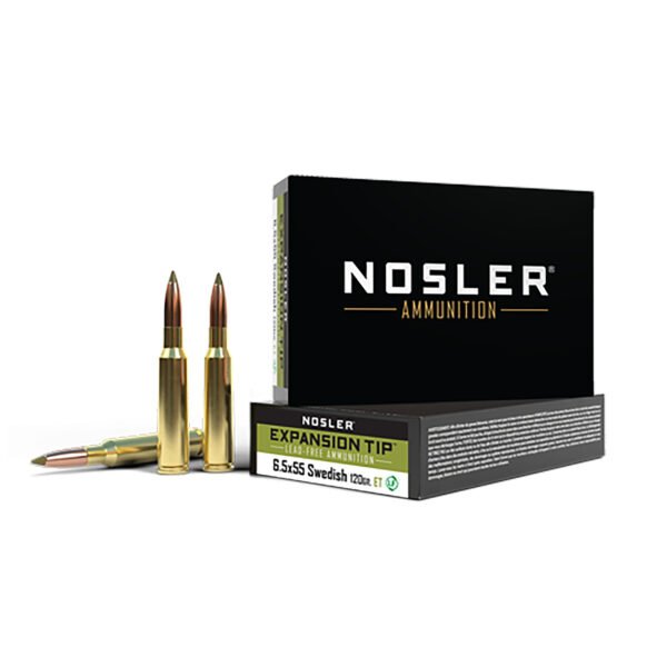 Nosler 6.5×55 Swedish 120gr E-Tip Rifle Ammo, 20rd Box