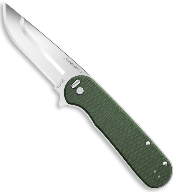166089 Outdoor Edge Razor VX3 3″ EDC Folding Knife — Green Micarta