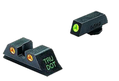 16659 MEPROLIGHT Tru-Dot Glock Night Sights — Green/Orange (10mm/.45 ACP)