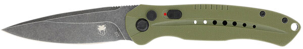 CobraTec Knives ODGDIABLOAUTO Diablo  3.50″ Folding Black Stonewashed D2 Steel Blade, 4.75″ OD Green Textured G10 Scales Handle