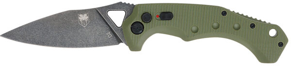 167311 CobraTec Knives ODGAFRYK Ryker 3.75″ Folding Plain Black Stonewashed D2 Steel Blade, 5″ OD Green Textured G10 Handle