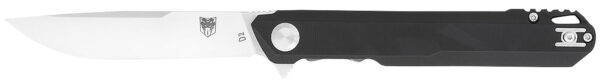 167312 CobraTec Knives CTMONBLK Monarch 3.50″ Folding Plain Satin D2 Steel Blade, 4.75″ Black G10 Handle