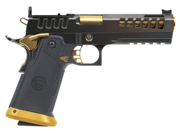 167522 WATCHTOWER FIREARMS WT Demolitia 9mm 5-inch Ported Black/Gold